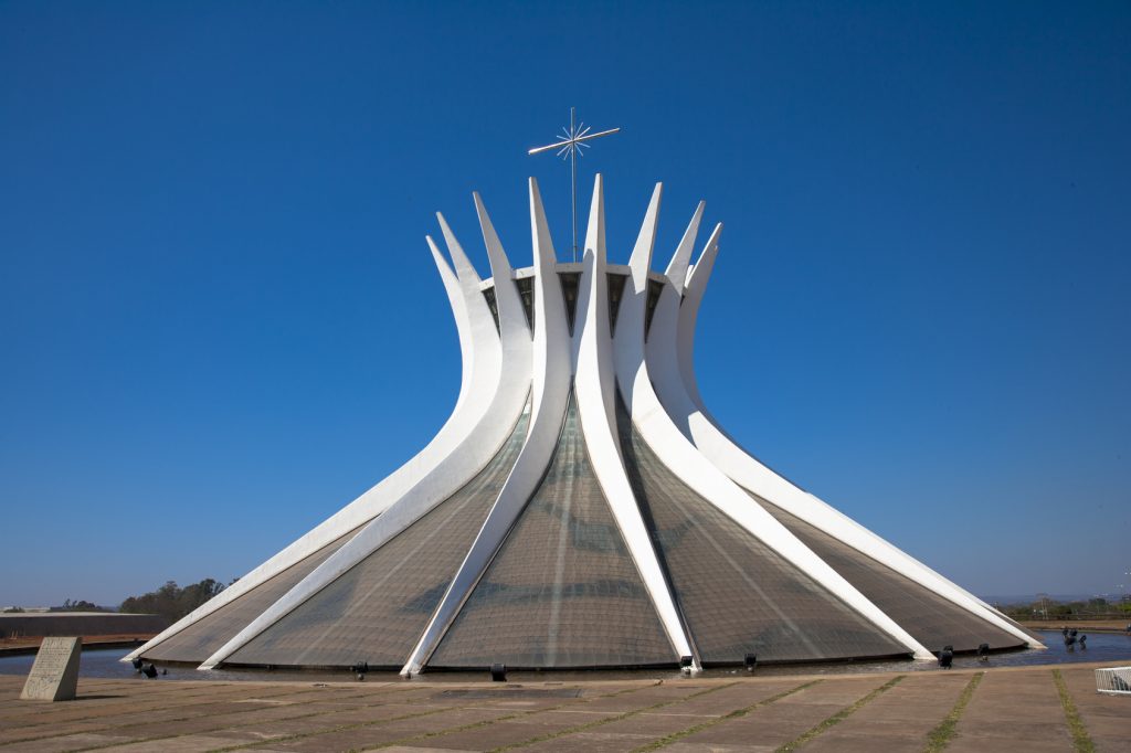 Exterior view of the Notre dame cathedral in Brasilia.