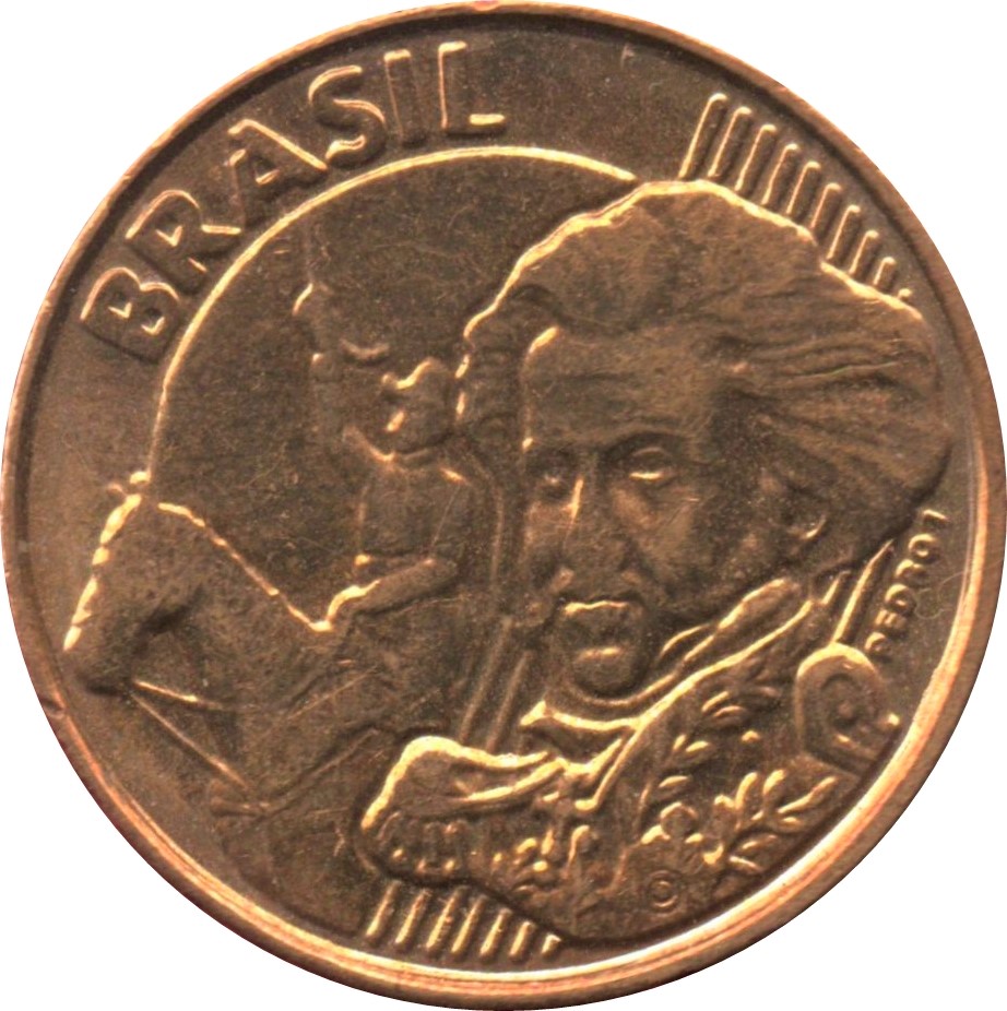Avers face pièce de 10 centavo de monnaie du Brésil.