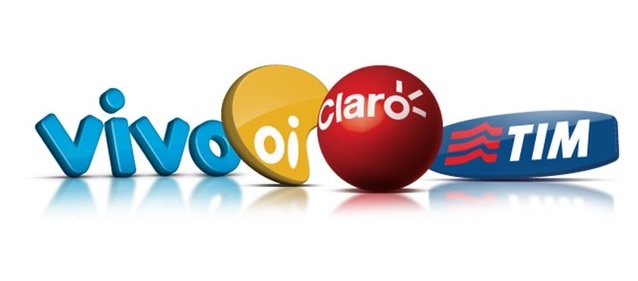 Logos des 4 companie de téléphone mobile au Brésil: vivo, oi, claro, tim.