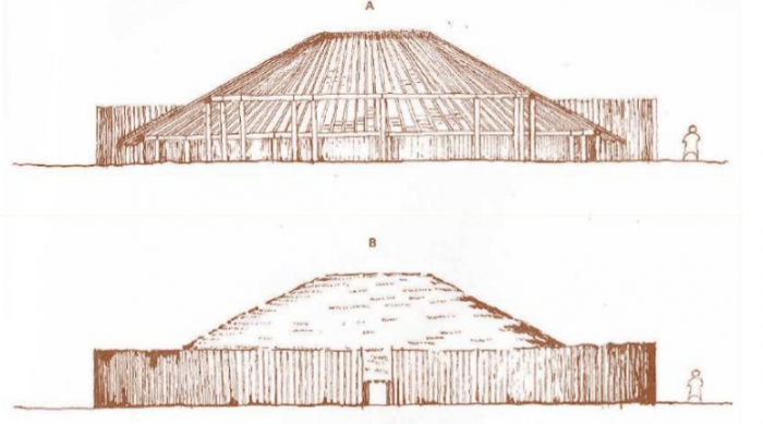 Plan d'une maloca, maison indigène yanomami au Brésil.