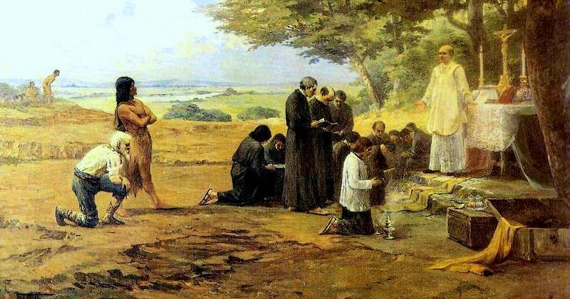 peinture de la première messe au Brésil.