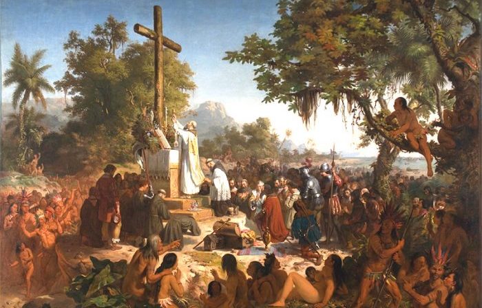 Peinture de la première messe au Brésil par Victor Mereilles.