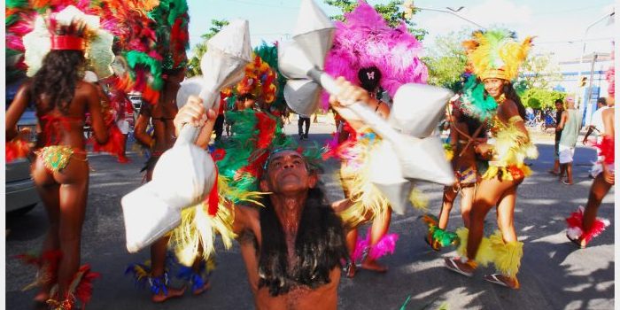 Danseurs et danseuses de carnaval brésiliens dansants.