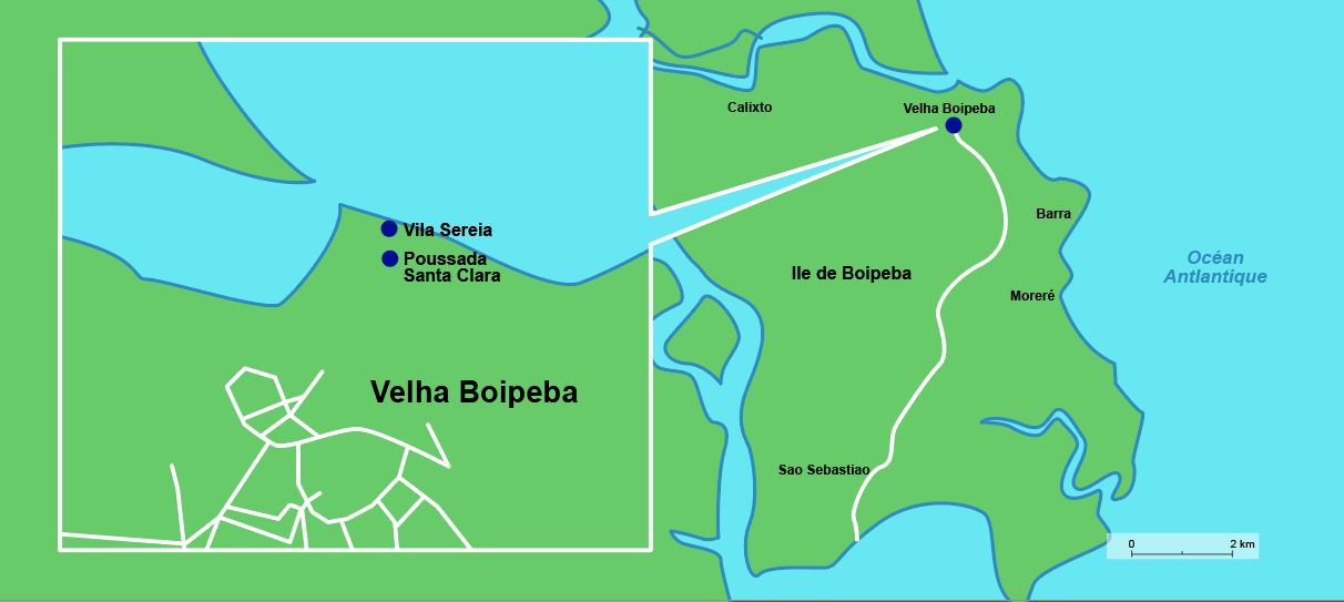 Carte de l'île de Boipeba.