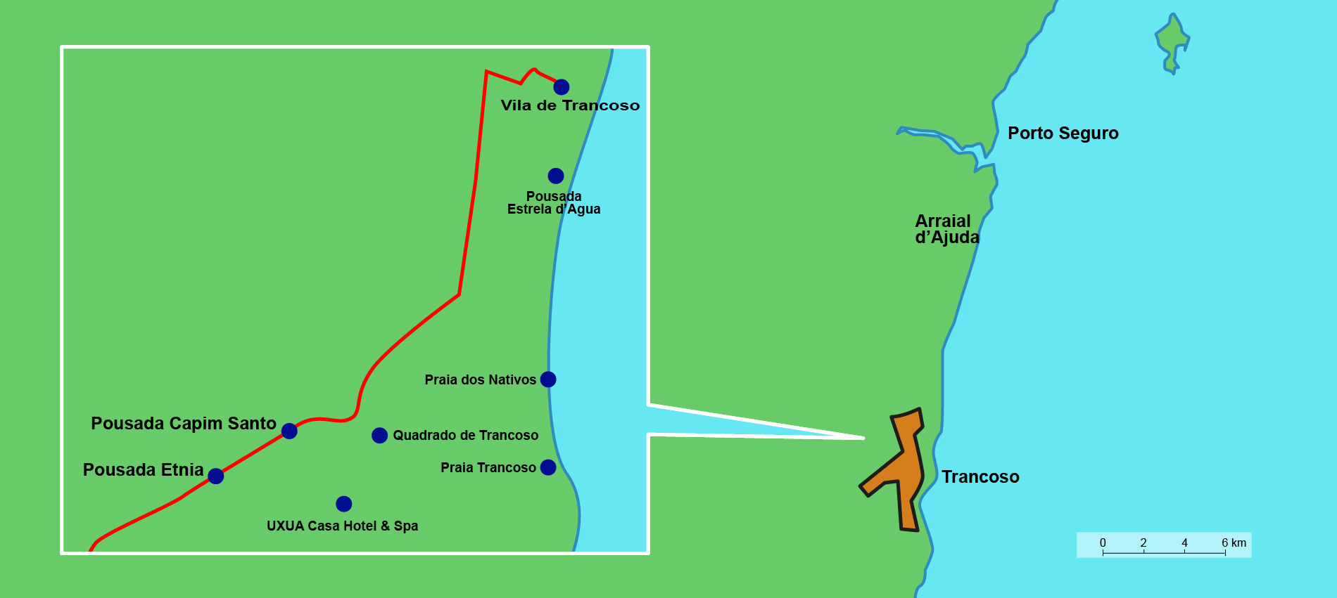 La carte de la région de Trancoso.