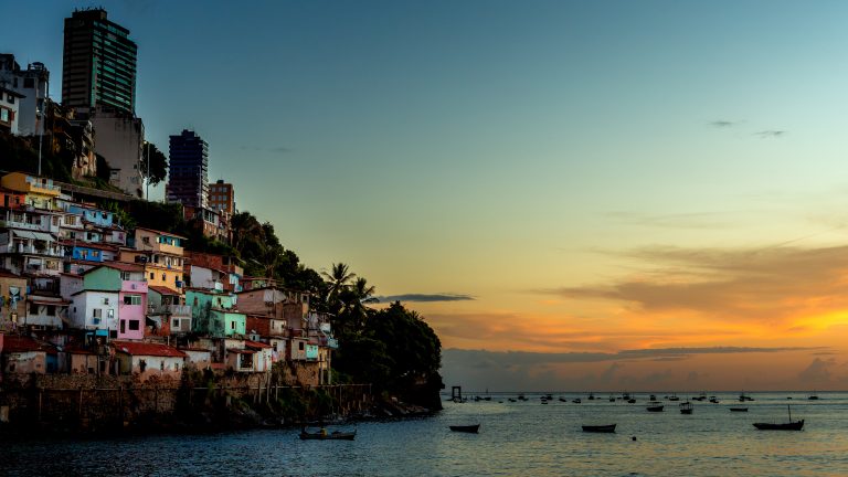 Salvador Bahia Brazil 02/27/2016 sunset paradise and boats